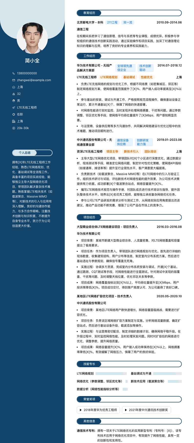 LTE无线工程师简历模板