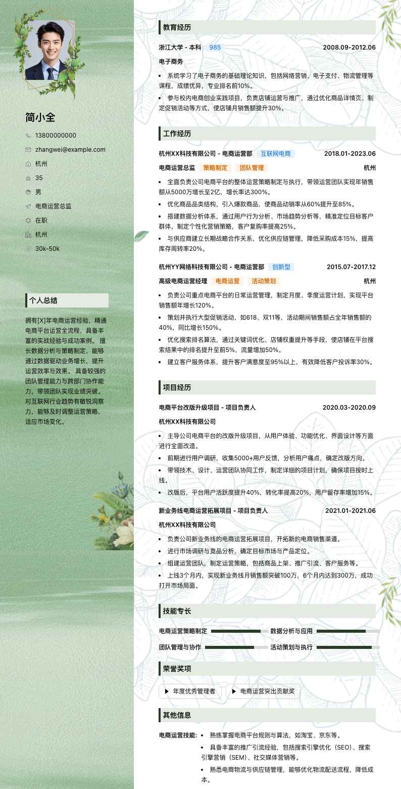 电商运营总监简历模板