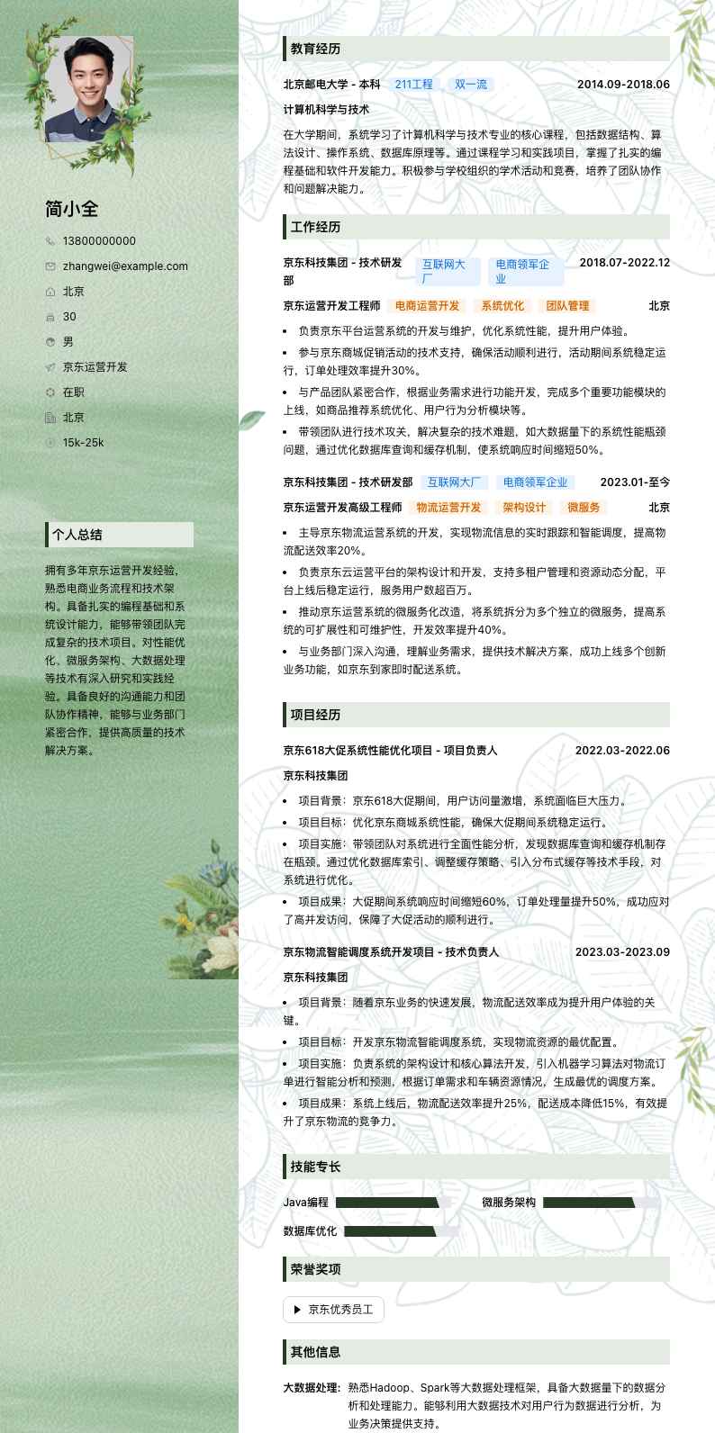 京东运营简历模板