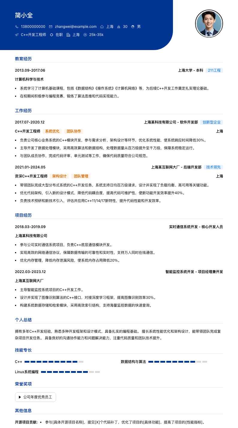 c++简历模板