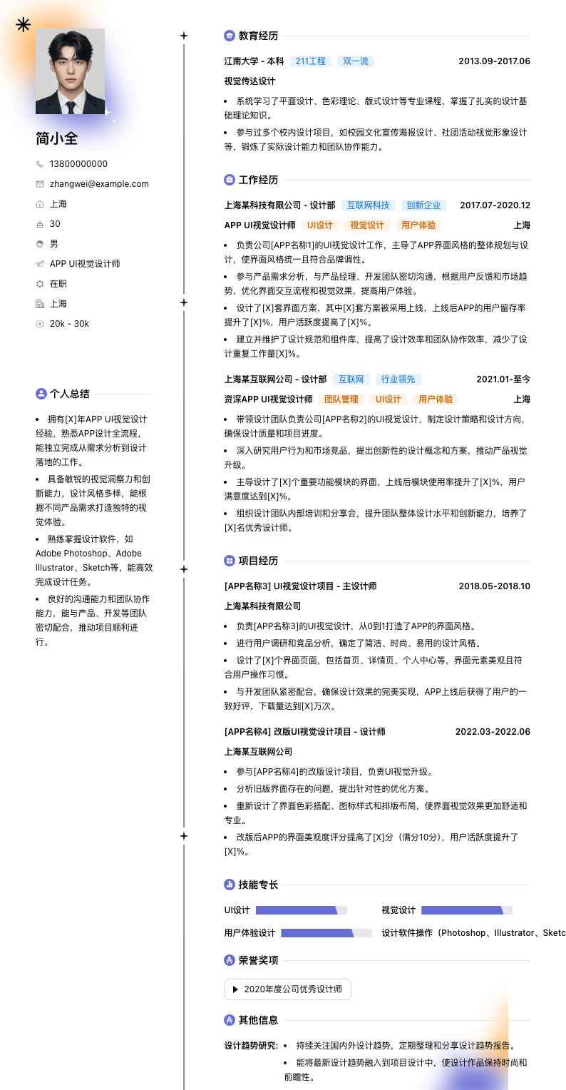 APP UI视觉设计师简历模板