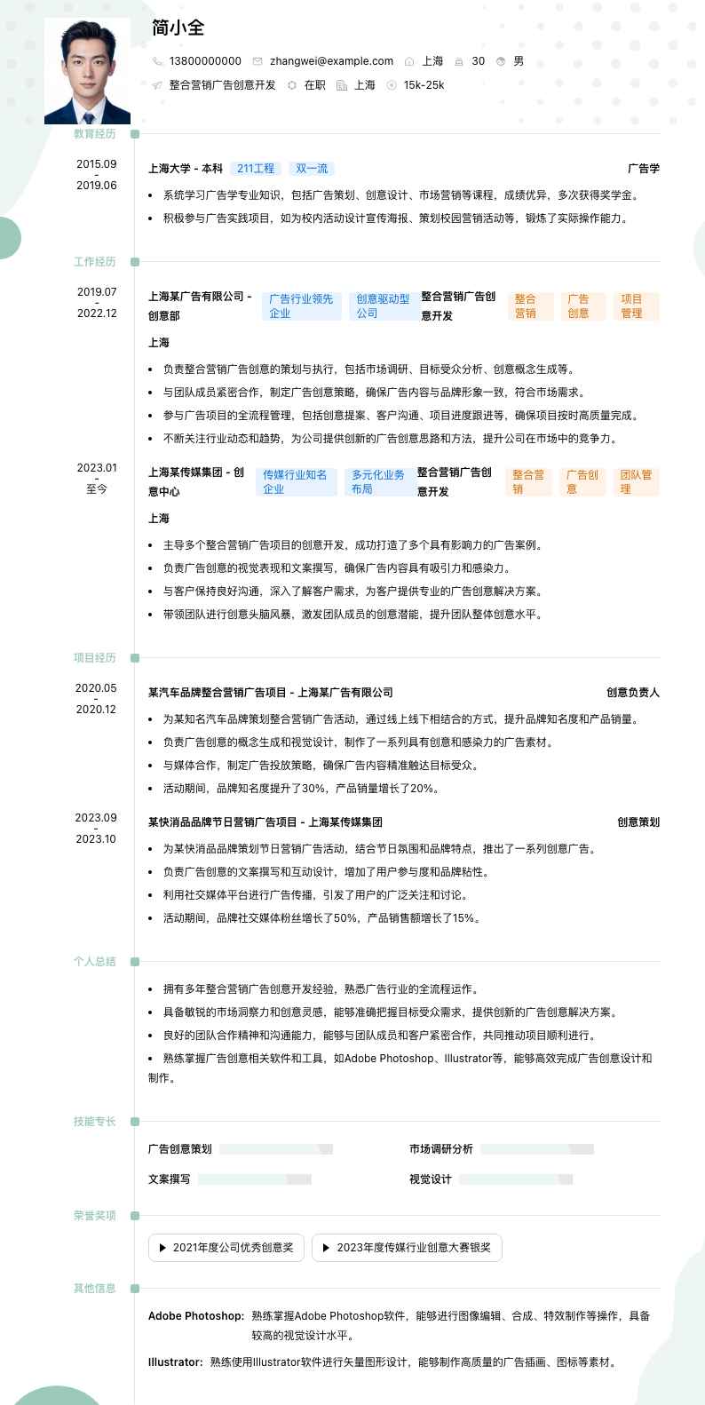 整合营销广告创意简历模板