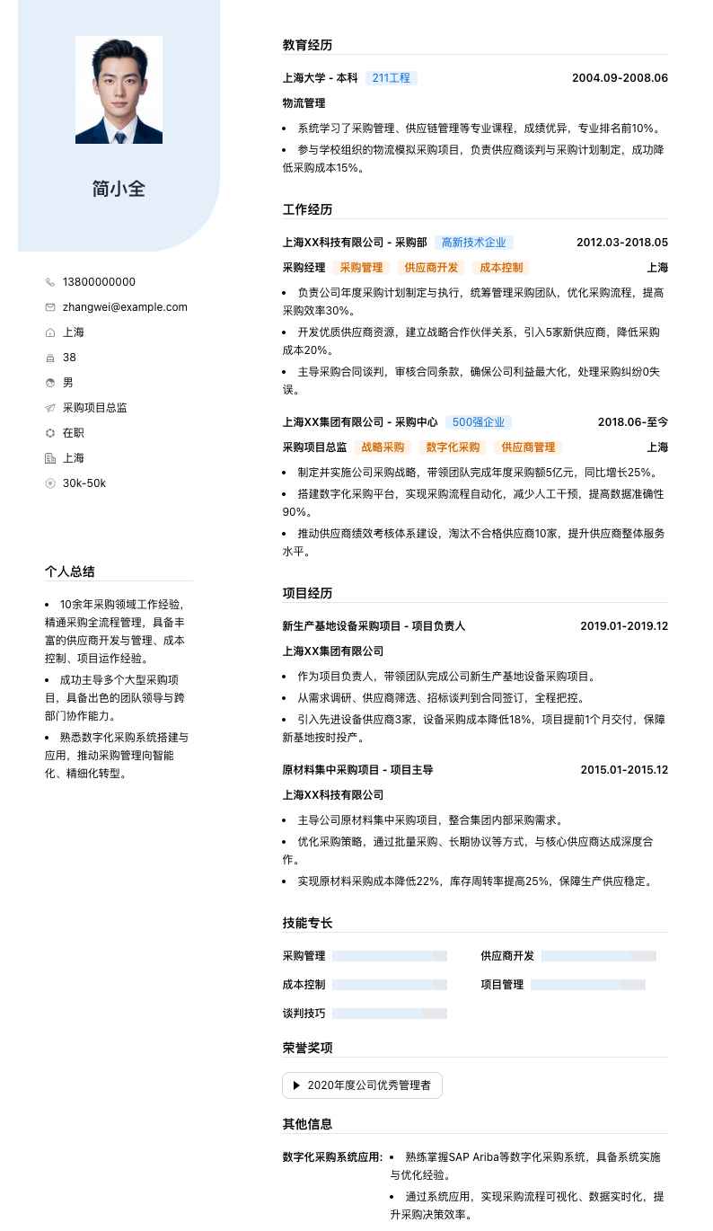 采购项目总监简历模板