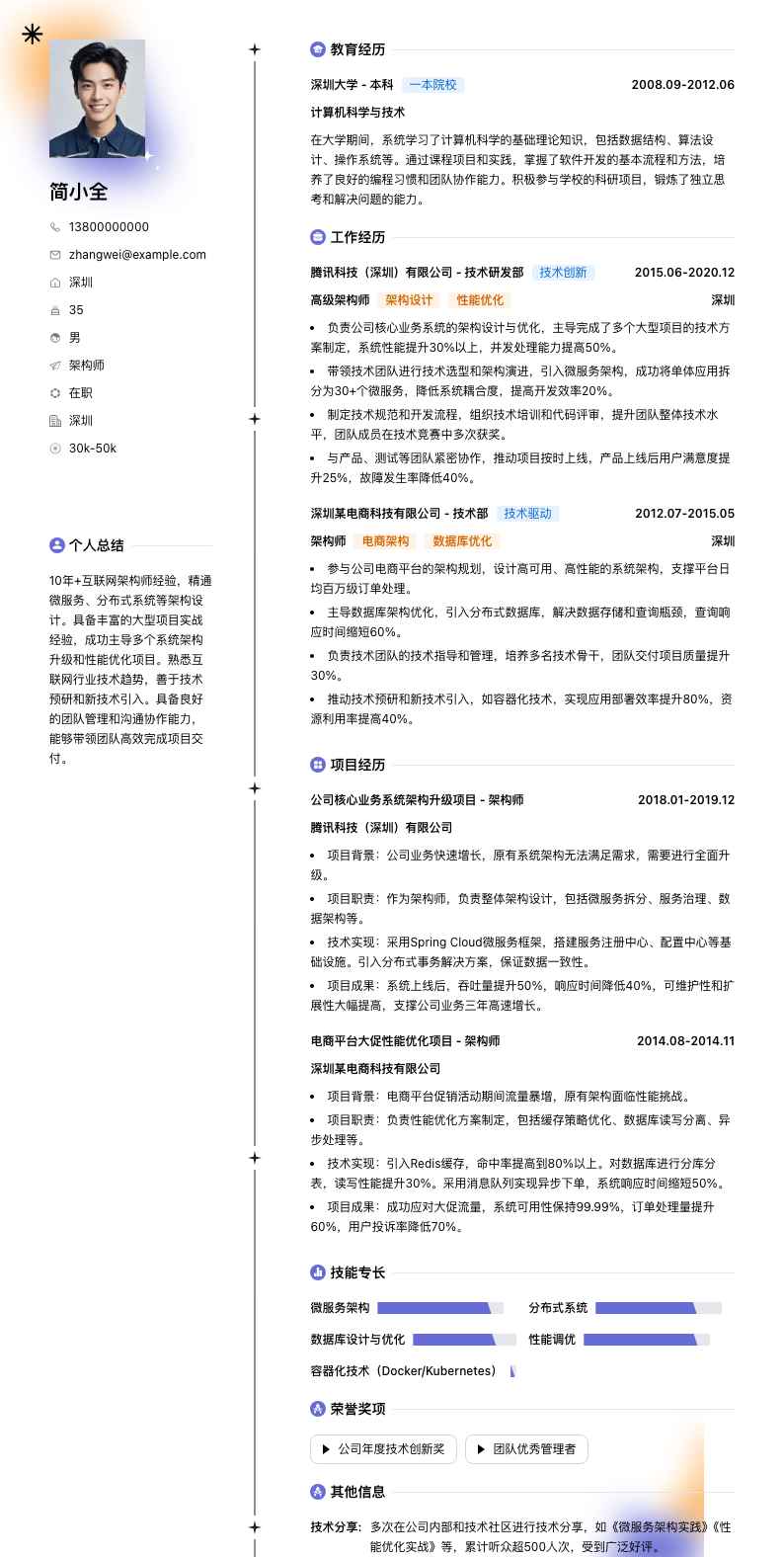 架构师简历模板