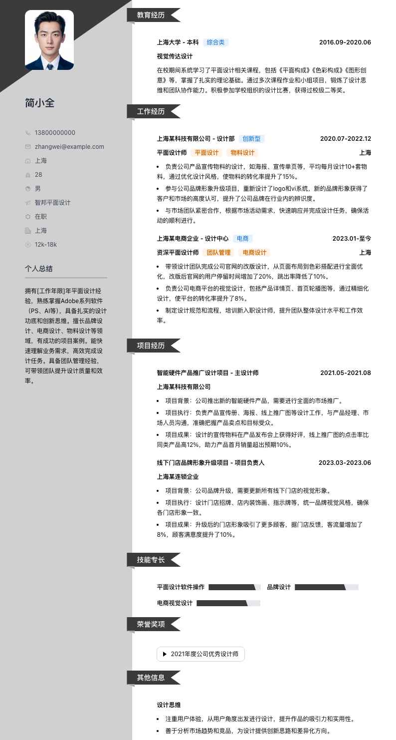 智邦平面设计简历模板